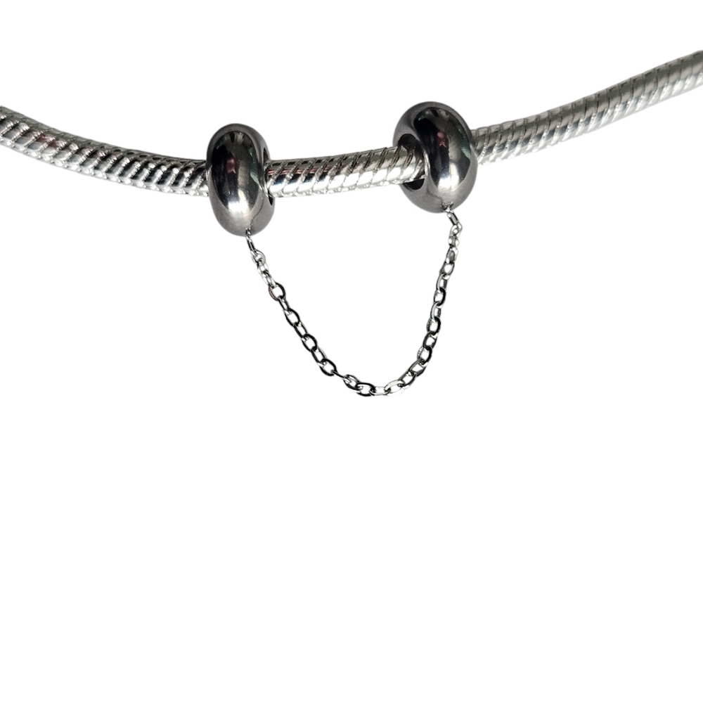 Silver Stainless Steel Safety Chain for Charm Bracelets 1.65" - 2.15" Lengths